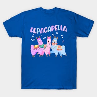 Alpacapella llama cute all together singing no music alpaca T-Shirt